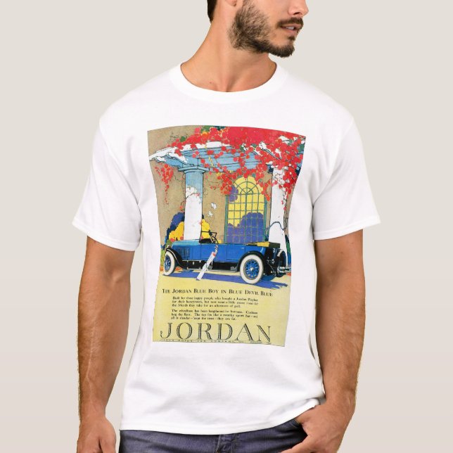 Camiseta Anúncio de Automóvel Azul Vintage (Frente)