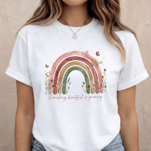 Camiseta Anúncio de Bebê Arco-íris Revelação de Gravidez