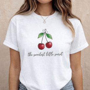 Camiseta Anúncio de Bebê Cereja Doce Revelação de Gravidez