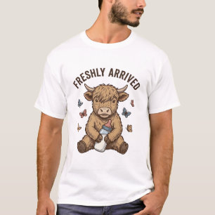 Camiseta Anúncio de Bebê com Design de Bezerro Highland Rec