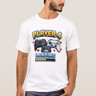 Camiseta Anúncio de Bebê 'Jogador 4 Carregando' Humor de Jo
