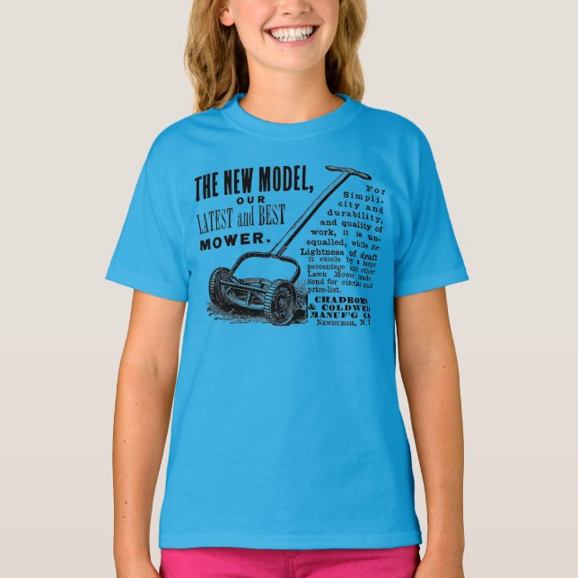 Camiseta Anúncio de cortador de relva de safra (Frente)