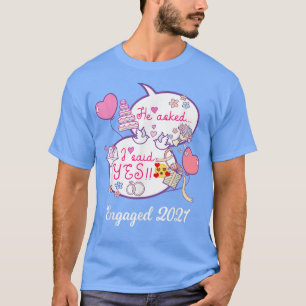 Camiseta Anúncio de Envolvimento de Casais Noiva Recém-Noiv