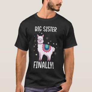 Camiseta Anúncio de gravidez Alpaca Llama Big Sister Fi