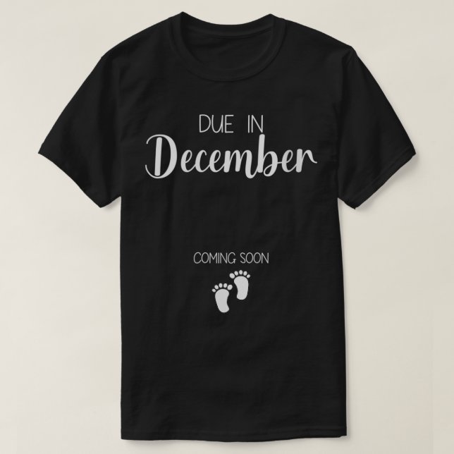 Camiseta Anúncio De Gravidez Das Mulheres Previsto Em Dezem (Frente do Design)