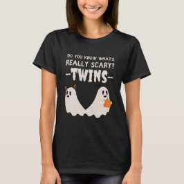 Camiseta Anúncio de Gravidez de Gêmeos no Halloween Bebê Bo