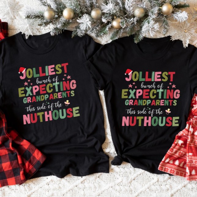 Camiseta Anúncio de Gravidez de Natal para Avós (Criador carregado)
