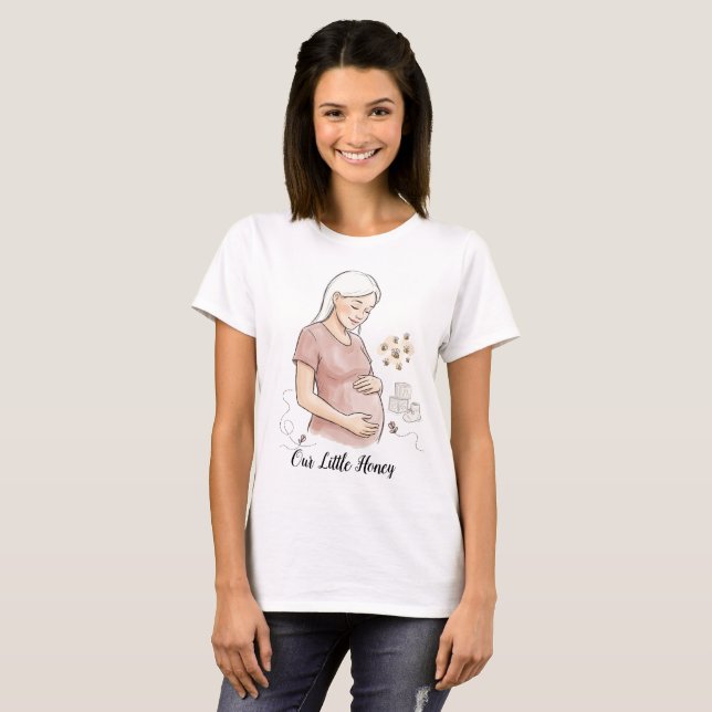 Camiseta Anúncio de Gravidez Mama To Bee Cute (Frente Completa)