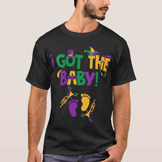 Camiseta Anúncio de Gravidez Mardi Gras (Frente)