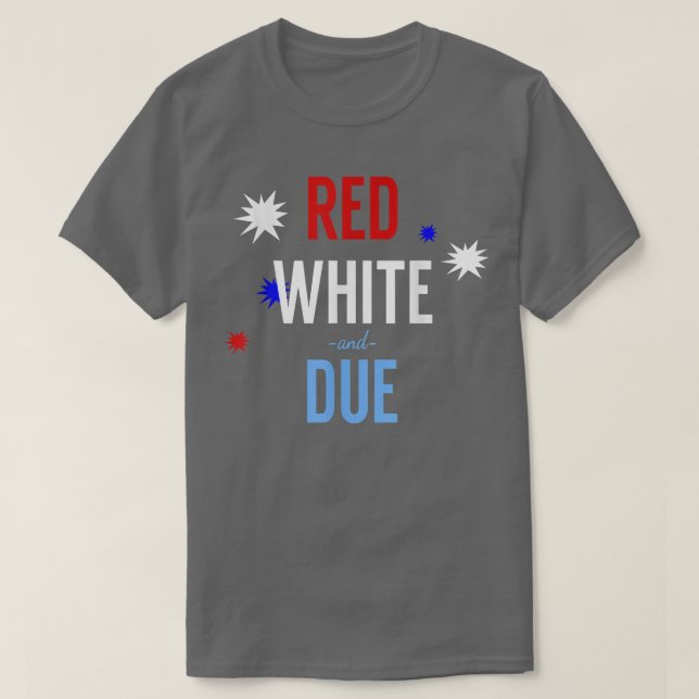 Camiseta Anúncio de Gravidez Vermelha, Branca e Devido Engr (Frente do Design)