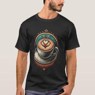 Camiseta Anúncio de Xícara de Café Cafeína Grão de Café Ama