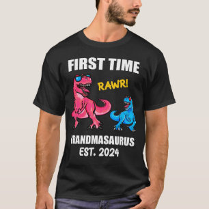 Camiseta Anúncio do Bebê 2024 Dinossauro Primeira Vez Avô