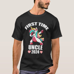 Camiseta Anúncio Do Bebê Dabbing Unicorn Primeira Vez Uncl