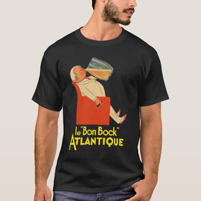 Camiseta Anúncio francês retro Le Bon Cerveja preta forte (Frente)