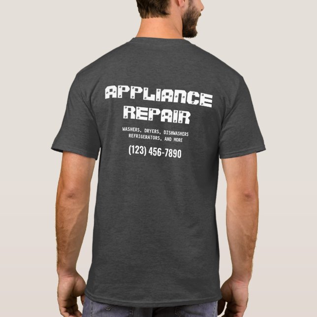 Camiseta Anúncio profissional de reparo de dispositivos (Verso)