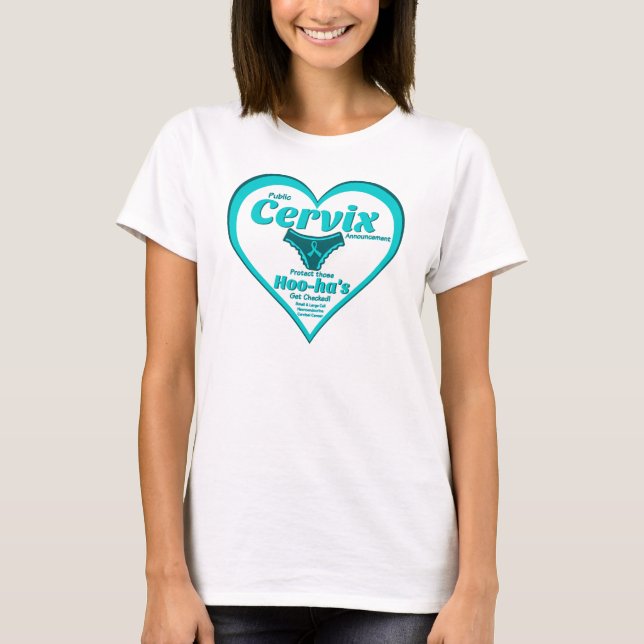 Camiseta Anúncio público do Cervix - cancer de célula sm/lr (Frente)