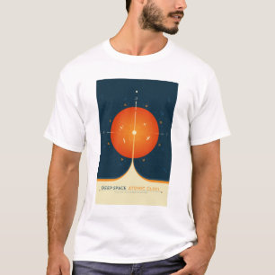 Camiseta Anúncio Sci-Fi, Relógio Atômica Laranja, Espaço Pr