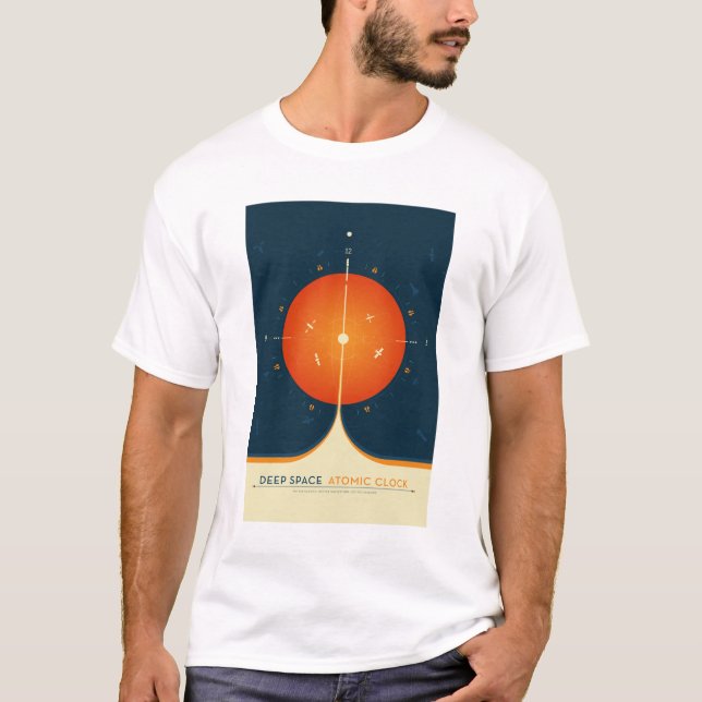Camiseta Anúncio Sci-Fi, Relógio Atômica Laranja, Espaço Pr (Frente)