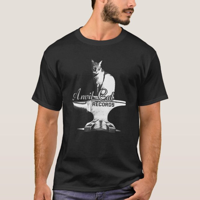 Camiseta Anvil Cat Records Black And White (Frente)