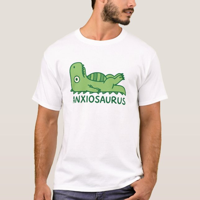 Camiseta Anxiousaurus Mental Health Anxiety Pun (Frente)