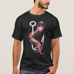 Camiseta Anzol de Pesca Minhoca com Óculos de Sol para Vara