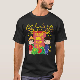 Camiseta Ao Dai Kids Happy Lunar Ano Novo Novo vietnamita