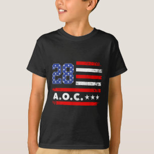 Camiseta Aoc 2028 A.c. 2028 Para Presidente Americano Flag