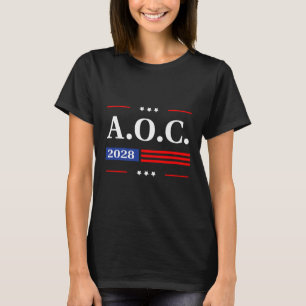 Camiseta Aoc 2028 A.c. 2028 Para Presidente Americano Flag