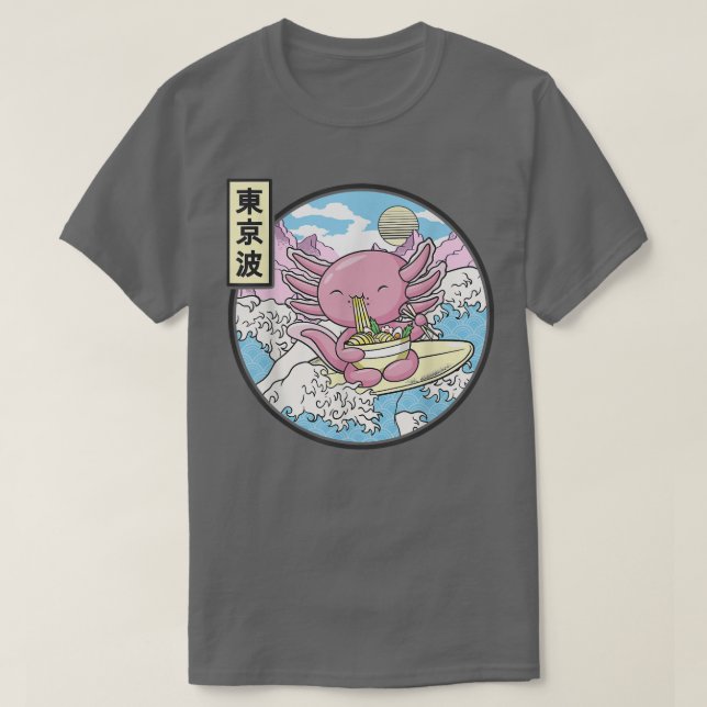 Camiseta Aolotl Eating Ramen Japan Waves Anime Vaporwave Ka (Frente do Design)