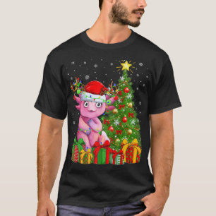 Camiseta Aolotl Lighting Xmas Tree Santa Hat Aolotl Natal