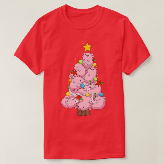 Camiseta Aolotl Peixes de Ornamento de Árvore de Natal (Frente do Design)