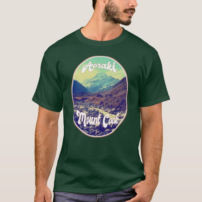 Camiseta Aoraki: Monte Cook, Montanha, Nova Zelândia (Frente)