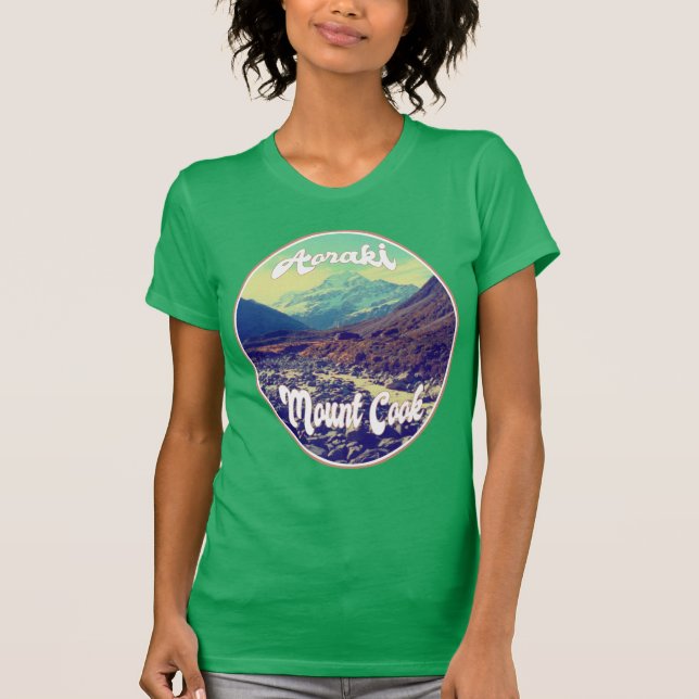 Camiseta Aoraki: Monte Cook, Montanha, Nova Zelândia (Frente)