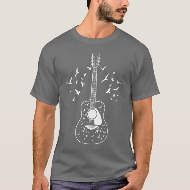 Camiseta Aoustic Guitar Player Birds Musiceacher Musicia f (Frente)