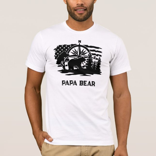 Camiseta *~* AP86 EUA Dia de os pais Patriótico do Urso PAP (Frente)