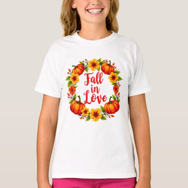 Camiseta Apaixonado: Vibrante Design de Wreath de outono (Frente)