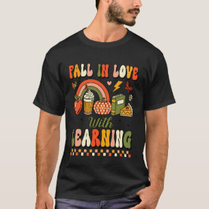 Camiseta Apaixonar-se pela Aprendizagem Retro Outono Abóbor
