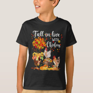 Camiseta Apaixonar-se por Frangos Outono Queda de Frango Th
