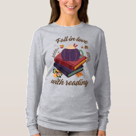 Camiseta Apaixone-se pela Leitura- Abóbora - Folhas de Outo