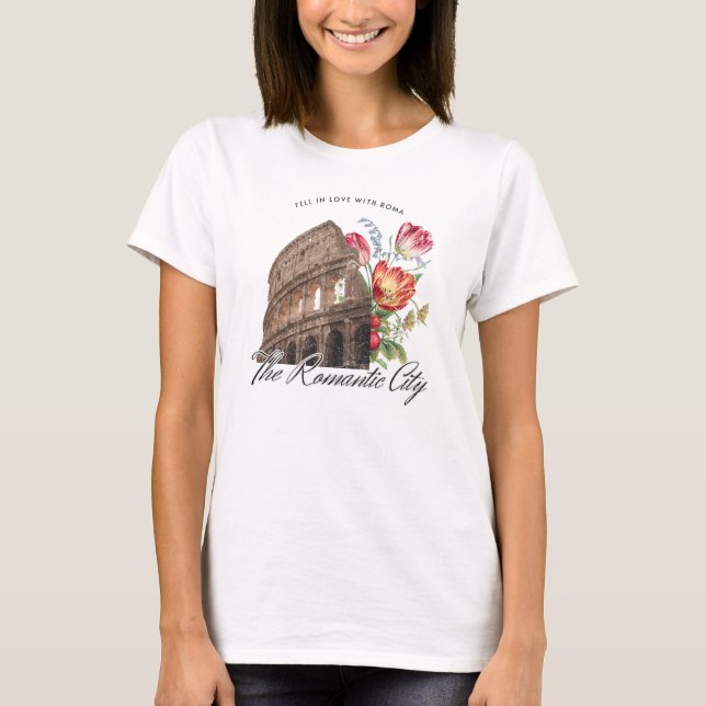 Camiseta Apaixonou-se pelos Roma. Colosso e flores (Frente)