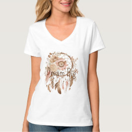Camiseta Apanhador de Sonhos Florais Castanho-Rosa-Esbranqu