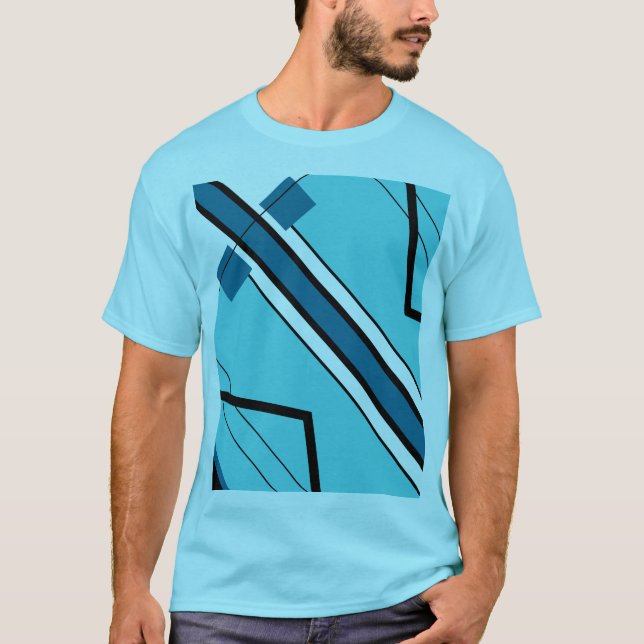 Camiseta Aparência Abstrato Geométrica de Grelha Negra Negr (Frente)
