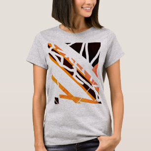 Camiseta Aparência Abstrato MCM de Formas Diagonais Pretas 