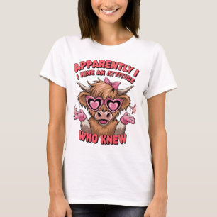 Camiseta Aparentemente Eu Tenho Uma Atitude Design de Vaca