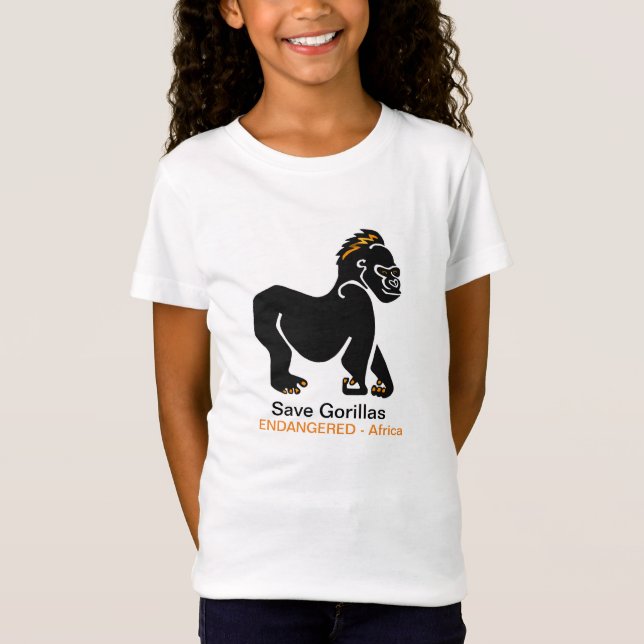 Camiseta Ape - Save GORILLAS - Vida selvagem ameaçada de ex (Frente)