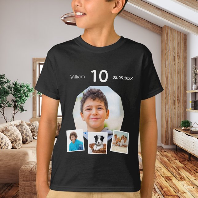 Camiseta Apelido de aniversário com idade foto colagem garo (Criador carregado)