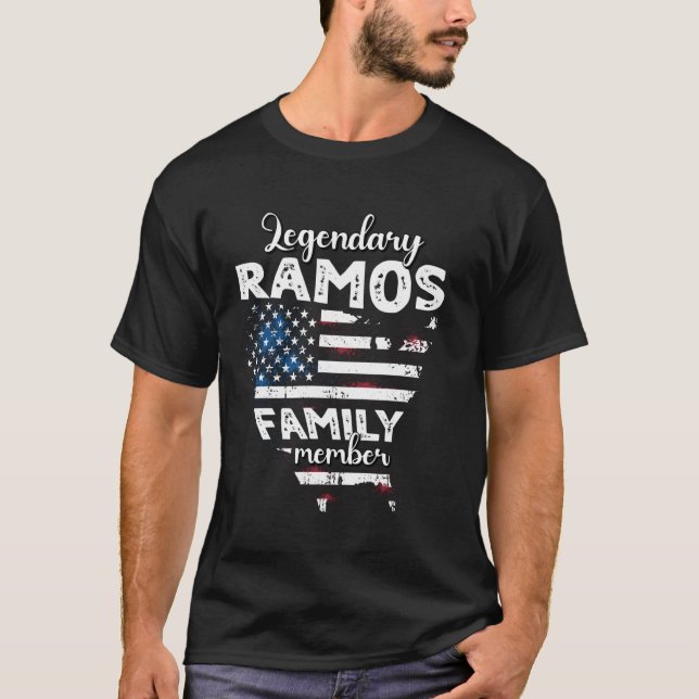 Camiseta Apelido Ramos US Flag Ramos Sobrenome Ramos (Frente)
