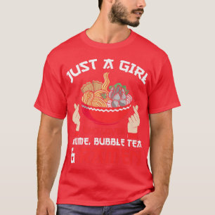 Camiseta Apenas animação de menina, chá de bolha e animação