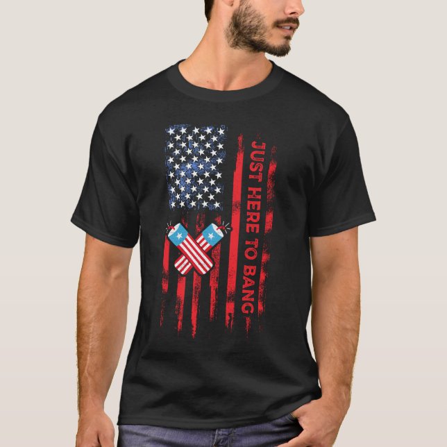 Camiseta Apenas Aqui Para Bang Fogos De Artifício Engraçado (Frente)