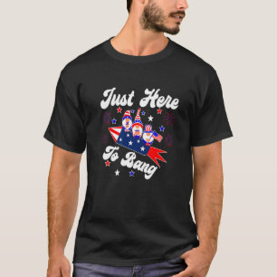 Camiseta Apenas Aqui Para Bang Gnomos Patrióticos Fogos 4º